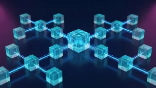 Futuristic decentralized server network showing glowing central